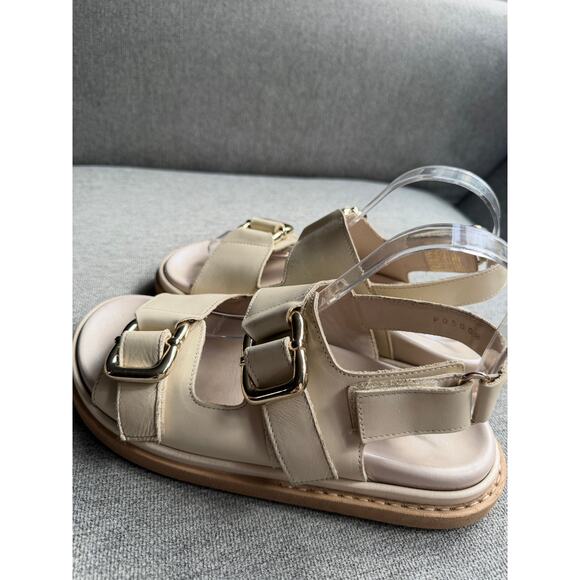ALOHAS Harper Leather Slingback Buckled Sandal Cream Sz 38 US 7 - Picture 7 of 16